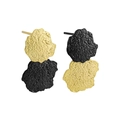 Minimalist S925 silver stud earrings with black and gold irregular lava texture - 925 Silver / Black + 18K Gold