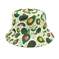 Détail du chapeau bob montrant le motif d'avocat vert sur un tissu en coton respirant - M (56-58cm) / Avocat (Base Crème)