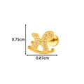 Golden rocking horse titanium labret earring with sparkling zircon stones inlay - Rocking Horse Style (T2580-1#) / Gold