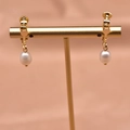Elegant gold screw-on clip earrings featuring natural white teardrop pearl drops - Simple Ear Clips
