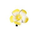 Handmade gradient yellow and white plumeria hair clip with pearl center on black base - Pearl Style / 6cm / Yellow