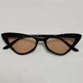 Retro cat-eye sunglasses with glossy black frames and stylish brown lenses for women - Black Frame Light Brown Lens