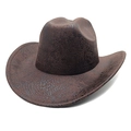 Detail of dark brown faux leather cowboy hat with textured snakeskin pattern - Coffee