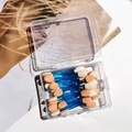 Dual-head eyeshadow brushes with blue handles and sponge tips in a clear plastic case - 6.5cm Blue Handle Skin White Sponge - 25 Pcs Box