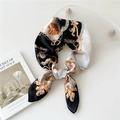 French style silk scarf featuring baroque gold chain and crest print on black and white - Black Gold Chain Emblem