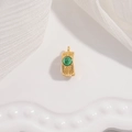 Chiusura per collana in argento S925 placcato oro con intaglio vintage e gemma verde tonda - Zirconia Verde / Oro