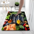 Dettaglio del tappeto da bagno in farina fossile con stampa di spezie e salmone - 60*180cm / Verde Scuro