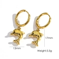 Pendientes de delfín en oro de 14K pulido con medidas 13mm por 17mm y un peso de 5,5g - Pendientes de Aro de Delfín (YTE2405091-1)