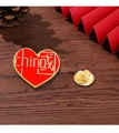 Red heart-shaped metal enamel China badge pin with gold trim and butterfly clutch back - China Red Heart