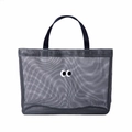 Große graue Strandtasche aus Netzstoff mit Comic-Augen-Applikation und Mesh-Design - Groß / Grau
