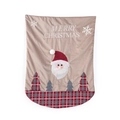 Christmas chair cover featuring Santa Claus motif and Merry Christmas text in brown - Santa Claus