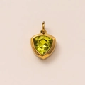 Detail of 18k gold plated triangle birthstone pendant with yellow green crystal stone - August Birthstone Pendant (Peridot)