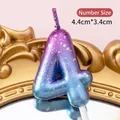 Sparkling purple-blue gradient birthday candle in number 4 shape with glitter finish - Purple Blue Gradient Number 4 Candle