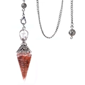 Orgonite cone pendant in antique silver with resin, copper chips and metal spiral wire - Goldstone (Antique Silver)