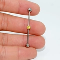 G23 titanium industrial barbell earring with a round yellow zircon center stone - Golden Yellow Zirconia