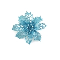 Detail of light blue artificial Christmas flower with glitter coating for tree decor - Light Blue
