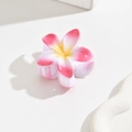 Pink and white gradient plumeria flower hair claw clip with a glossy resin finish - 4cm Rose Red