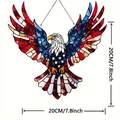 Patriotic acrylic eagle wall decor in US flag colors with metal chain, 7.8 inch size - Spreading Wings Eagle / Thickness 0.2cm