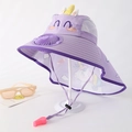 Purple unicorn sun hat for kids with integrated fan and safety whistle detail - Cartoon Shawl Style / Cartoon Cape Fan-Purple Pony