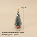 Miniature Christmas tree with gold star and wooden base, frosted green finish, 11cm height - No.59 - 11cm Christmas Tree with Gold Star Top