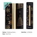 Black and gold Christmas wrapping paper with snowflakes and trees, 43cm x 3m roll - Set 3
