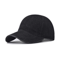 Classic washed black denim baseball cap with minimalist six-panel design on white background - Adjustable / Black Denim