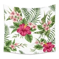 Detail of tropical tapestry with vibrant hibiscus flowers and lush palm leaves pattern - 73X95CM (Cross-border Brushed) / ZJ623-42/White Tropical Hibiscus
