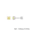 Ohrstecker aus S925 Sterlingsilber mit gelbem Zirkon im Rundschliff und 4-Krallen-Fassung - 5mm