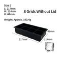 Black 8-cavity skull silicone ice mold with dimensions 217mm x 114mm x 48mm - 8-Grid Square (No Lid) / Black