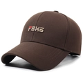 Casquette de baseball en coton marron foncé avec broderie FBKS et couronne structurée - Réglable / Café