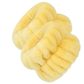 Absorbent bright yellow coral fleece wristbands for washing face and preventing water flow - Yellow (3 Elastics / Pair)