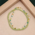 Handmade colorful seed bead bracelet featuring green, white and gold glass beads - Style 54 Combo-Green White Gold Teal Mixed