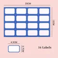 Blue bordered white adhesive label stickers 4.5x2.7cm, 16 stickers per sheet on pink background - 16 Pcs Blue Border Labels