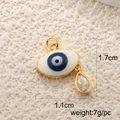 Detailed view of evil eye pendant with blue enamel and teardrop zircon including dimensions - A0262