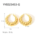 Orecchini a cerchio intrecciati placcati oro 18 carati con misure dettagliate - Stile Croissant Grande (YYE023453-G) / Oro