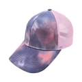 Tie-Dye Baseballkappe mit pinkem atmungsaktivem Mesh-Rücken und blau-violettem Muster - Kindergröße (52cm Einstellbar) / Rosa Grau Batik