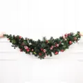 180cm Christmas garland with pine cones, red balls and plaid bows decoration - 180cm Red Ball Garland