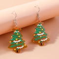 Orecchini ad albero di Natale in verde festivo con motivi decorativi a fiocchi di neve - Albero di Natale Marrone (YE1803)