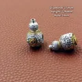 Perle Wu Lou in stile tibetano argento e oro con motivi a loto per creare gioielli - Stile 3 (15mmx22.4mm)