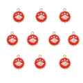 Macro detail of red enamel evil eye charms with gold plating and sparkling rhinestones - 2# Round Eye / 10 Pieces Pack