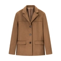 Blazer vintage de ante sintético marrón para mujer con tres botones y bolsillos - S / café