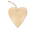 Ciondolo in legno a forma di cuore con venature naturali e corda di canapa - Cuore / Pezzo Singolo