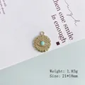 Detail of gold evil eye pendant with green stone, 21x18mm size and 1.83g weight - 2# Gold Evil Eye