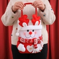 Gestrickte Weihnachtsgeschenktüte mit süßem Schneemann-Motiv und Geweih in Rot und Weiß - Rentier-Handtasche