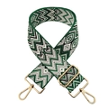 5cm brede verstelbare jacquard riem met groen golfpatroon en gouden metalen haken - Hart Groene Golf met Gouden Gesp