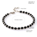 Obsidian beaded bracelet with silver stainless steel spacers and adjustable chain - Obsidian Stainless Steel Minimalist