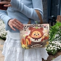 Cream canvas tote bag with a brown bear print and chocolate typography detail - Chocolate Bear