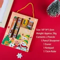 Christmas themed stationery gift set including pencils, eraser and ruler for kids - Snowman / Yellow