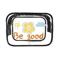 Transparent PVC makeup bag with black trim and Be Good cartoon bunny pattern - 058-Be Good Rabbit