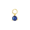 S925 sterling silver necklace with gold plated round deep blue zircon pendant charm - A3211-Blue Round Pendant / 925 Silver